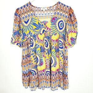 Umgee | Boho Multicolor Tunic Top Size Small